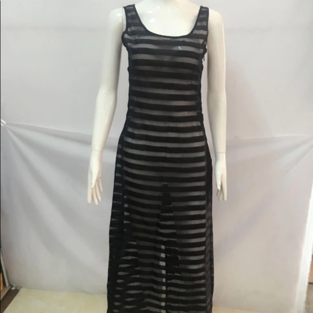 Mesh Long Striped Dress - Picture 3 of 5